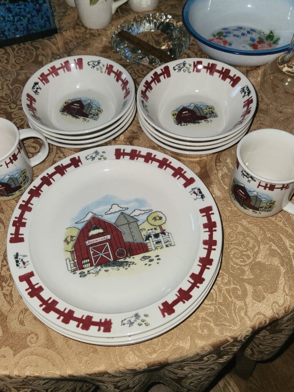 Vintage Barnyard Country Themed Stoneware Dish set